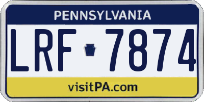 PA license plate LRF7874