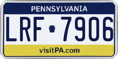 PA license plate LRF7906