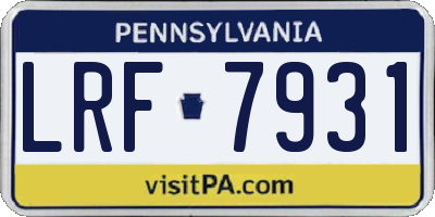 PA license plate LRF7931