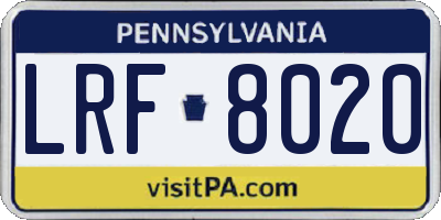 PA license plate LRF8020