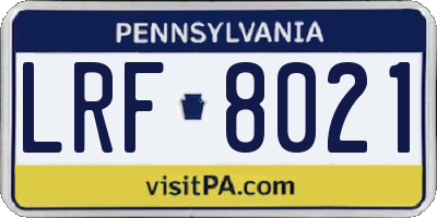PA license plate LRF8021