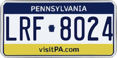 PA license plate LRF8024