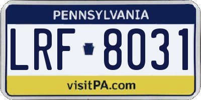 PA license plate LRF8031