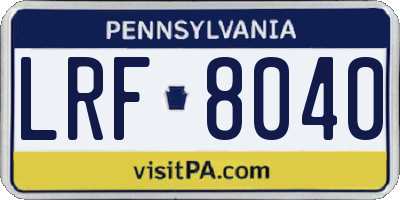 PA license plate LRF8040