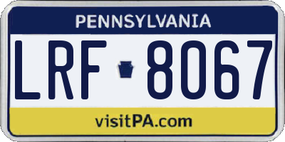 PA license plate LRF8067