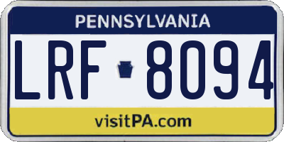 PA license plate LRF8094