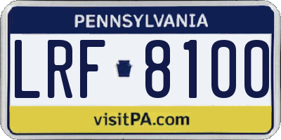 PA license plate LRF8100