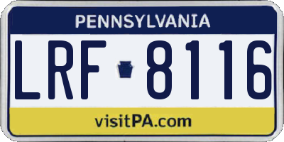PA license plate LRF8116
