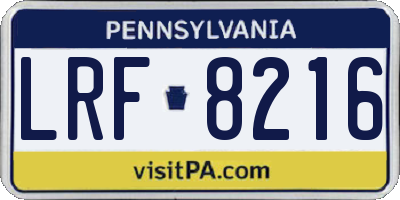 PA license plate LRF8216