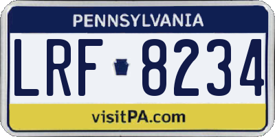 PA license plate LRF8234