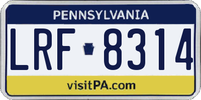 PA license plate LRF8314