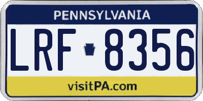 PA license plate LRF8356