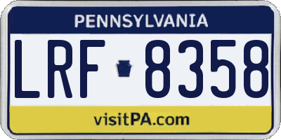 PA license plate LRF8358
