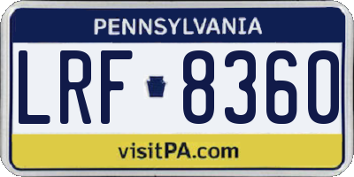 PA license plate LRF8360