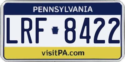 PA license plate LRF8422