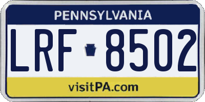 PA license plate LRF8502