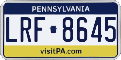 PA license plate LRF8645