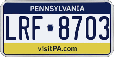 PA license plate LRF8703