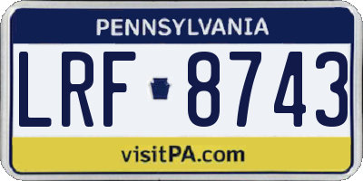 PA license plate LRF8743
