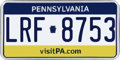 PA license plate LRF8753