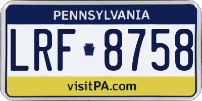 PA license plate LRF8758
