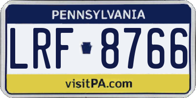 PA license plate LRF8766