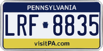 PA license plate LRF8835