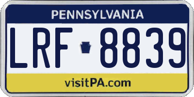 PA license plate LRF8839