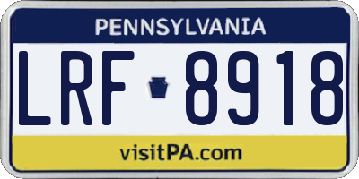 PA license plate LRF8918