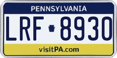 PA license plate LRF8930