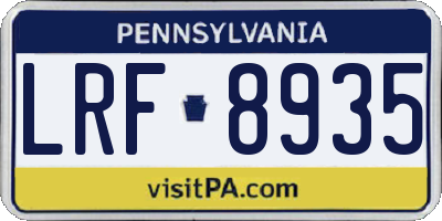 PA license plate LRF8935