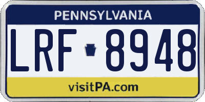 PA license plate LRF8948