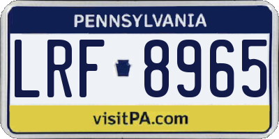 PA license plate LRF8965