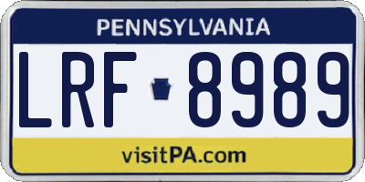 PA license plate LRF8989