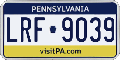 PA license plate LRF9039
