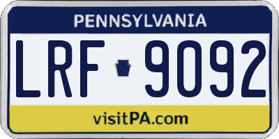 PA license plate LRF9092