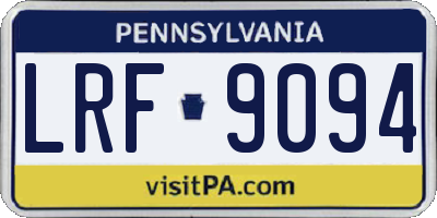 PA license plate LRF9094