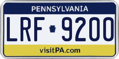 PA license plate LRF9200