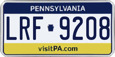 PA license plate LRF9208