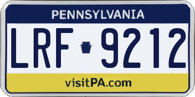 PA license plate LRF9212
