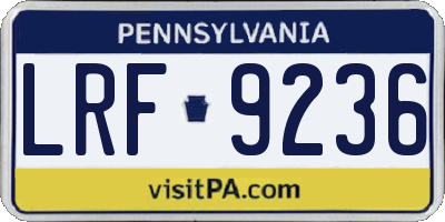 PA license plate LRF9236