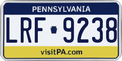 PA license plate LRF9238