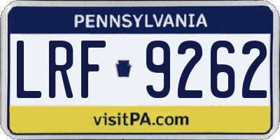 PA license plate LRF9262