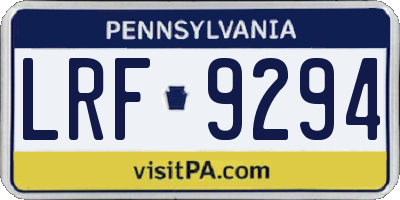 PA license plate LRF9294