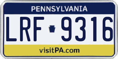 PA license plate LRF9316
