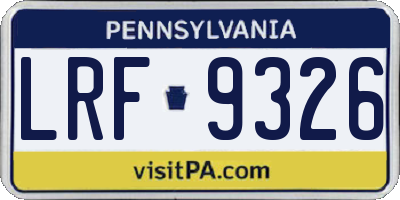 PA license plate LRF9326