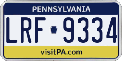 PA license plate LRF9334