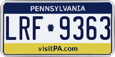 PA license plate LRF9363