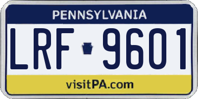 PA license plate LRF9601