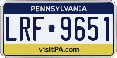 PA license plate LRF9651